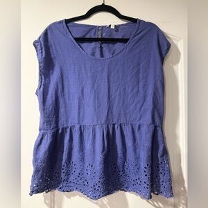 Sonoma Cobalt Eyelet Lace Blouse